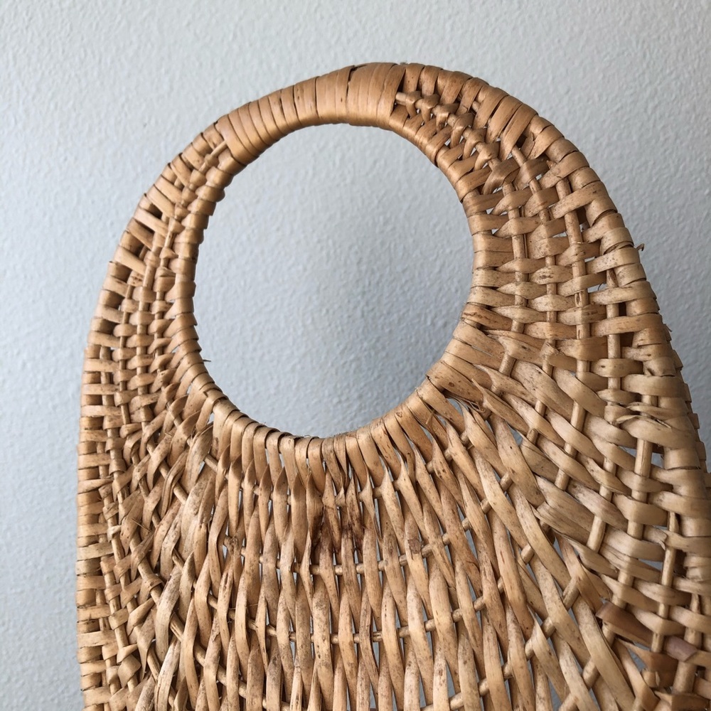 🦚 VINTAGE Wicker Wall Pocket Plant Oval Basket - Picture 10 of 11